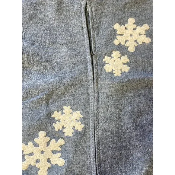 Vintage Women's Grey Snowflake Holiday Vest Size M Boiled Wool Full Zip Tassel - Picture 2 of 7